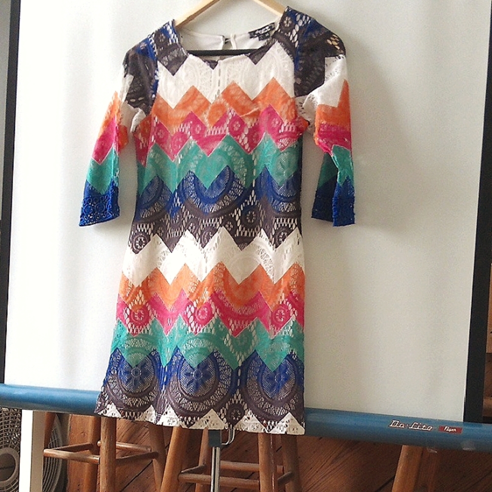 Girls Colorful Chevron Pattern Dress